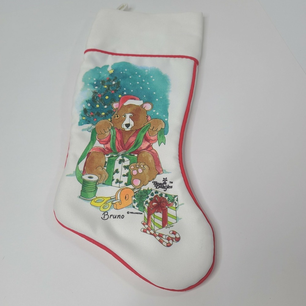 Vintage Beau Dangles Bruno Bear Christmas 16" Stocking Excellent condition